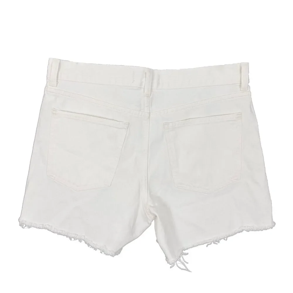 MADEWELL The Brynn Long Short 32 Pure White Rigid Denim Mid-Rise Cotton NWT A3 - Picture 3 of 5